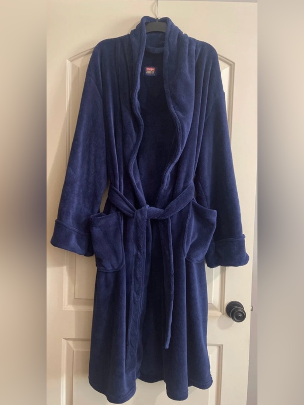 Wrangler Navy Plush Bath Robe with Belt